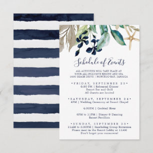 Modern Nautical Wedding Weekend Schedule of Events Enclosure Card