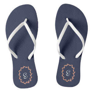 Modern Navy Add Your Monogram Flip Flop