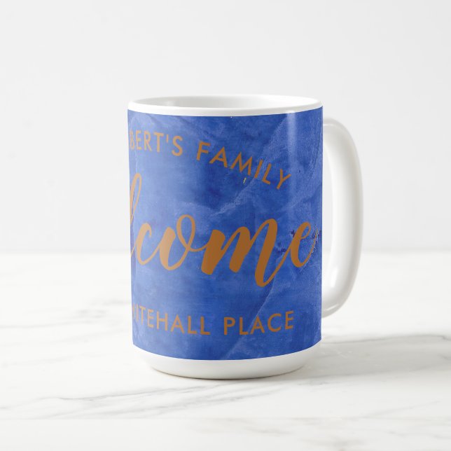 Modern Navy and Copper Personalized Name Address Coffee Mug (Front Right)