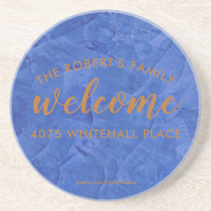 Modern Navy and Copper Personalized Name Coaster
