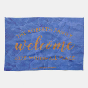 Modern Navy and Copper Personalized Name Kitchen Towel