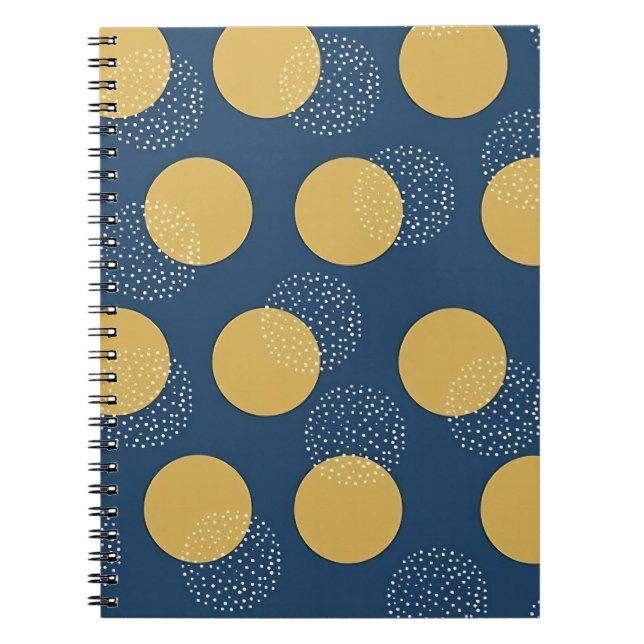 Modern Navy and Gold Polka Dot Notebook (Front)