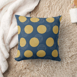 Modern Navy and Gold Polka Dot Throw Pillow