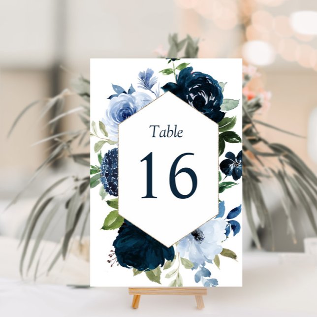 modern navy and light blue wedding table number (Creator Uploaded)