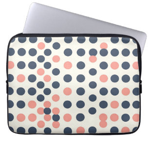 Modern Navy and Peach Geometric Polka Dot Laptop Sleeve