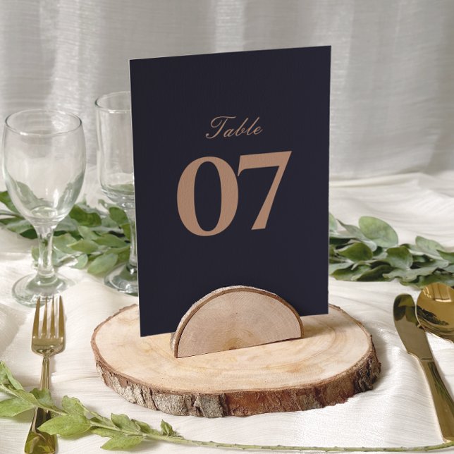 Modern Navy and Rose Gold Wedding Table Numbers (Creator Uploaded)