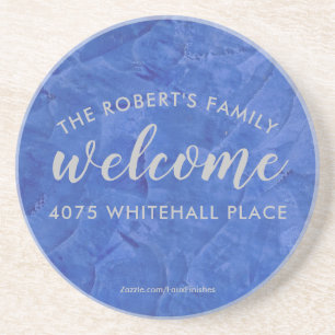 Modern Navy and Silver Personalized Name Coaster