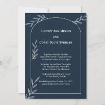 Modern Navy and White Leaf Wedding