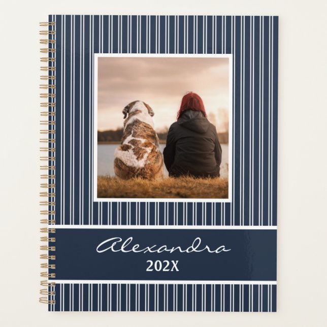 Modern Navy Blue 1 Photo 2023 Custom  Planner (Front)