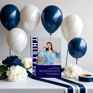 Modern Navy Blue 32e anniversaire Invitation photo