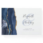 Modern Navy Blue Agate Gold Script