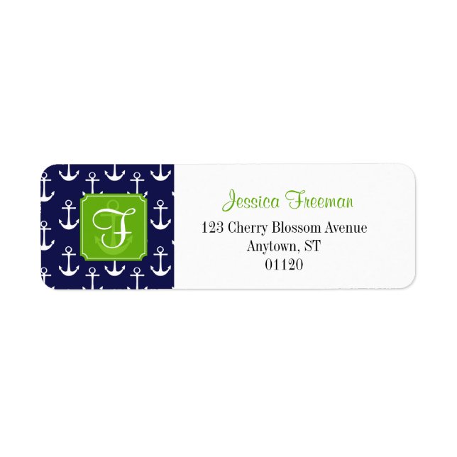 Modern Navy Blue Anchors Pattern Personalized (Front)
