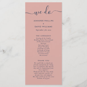 Modern Navy Blue and Blush We Do Wedding Program
