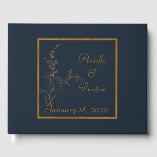 Modern Navy Blue and Gold Guest Book