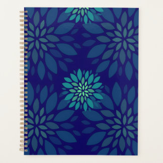 Modern Navy Blue and Green Floral Petals Pattern