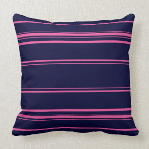 Modern Navy Blue And Pink Stripes Throw Pillow