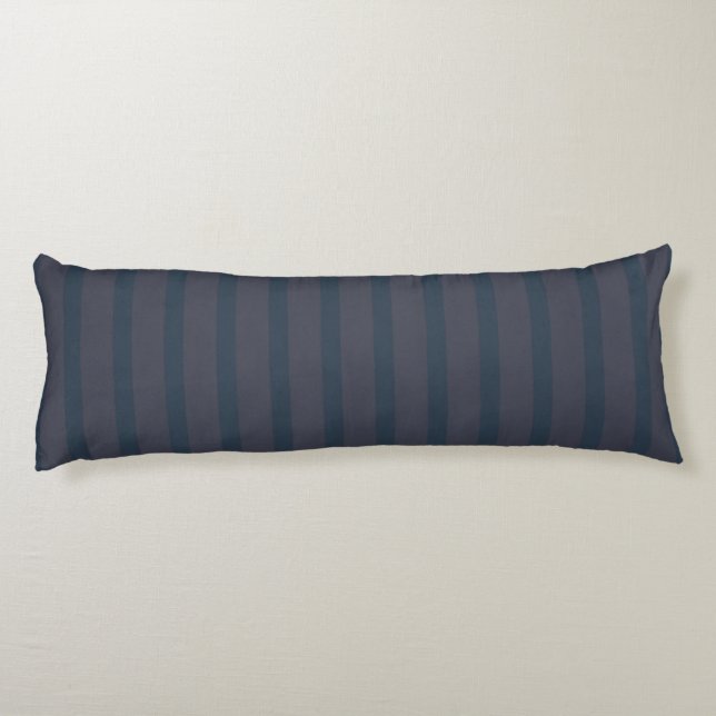 Modern Navy Blue and Plum Striped Body Pillow (Back)