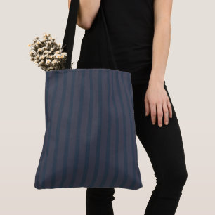 Modern Navy Blue and Plum Striped Tote Bag