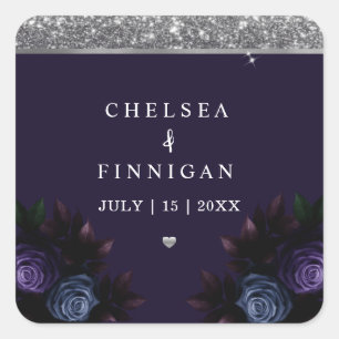 Modern Navy Blue And Silver Add Logo  Square Sticker
