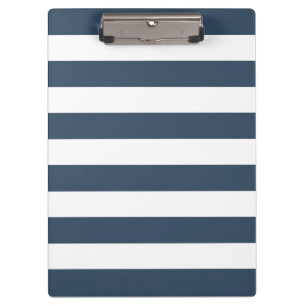 Modern Navy Blue and White Bold Stripes Pattern Clipboard