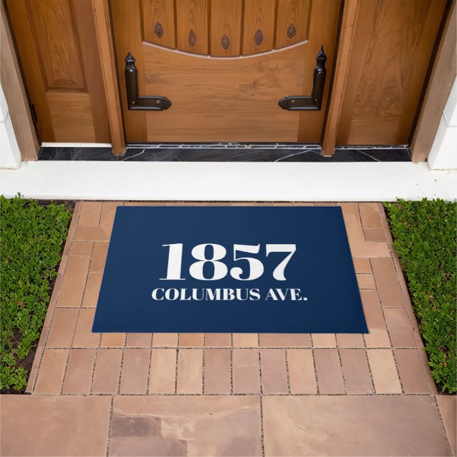 Modern navy blue and white elegant  doormat (Outdoor)