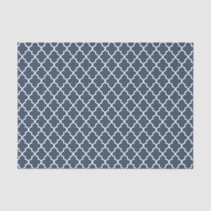 Modern Navy Blue and White Moroccan Quatrefoil Tissue Paper