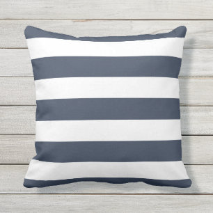 Modern Navy Blue and White Stripes Throw Pillow