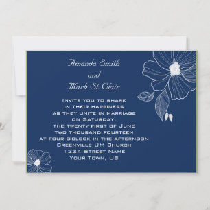 Modern Navy Blue and White Wedding Invitation