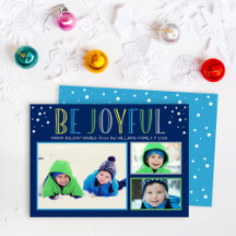 Modern Navy Blue Be Joyful Photo Collage