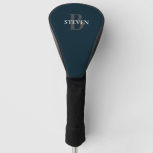 Modern Navy Blue Bold Monogram Name Personalized Golf Head Cover