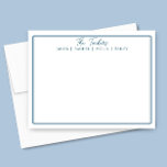 Modern Navy Blue Border Family Name Stationery Card<br><div class="desc">This design features a thin double border with space for a family name and individual family member names. Click the customize button if you would like to adjust the design elements and/or further modify the text! Variations of this design, additional colours, as well as coordinating products are available in our...</div>