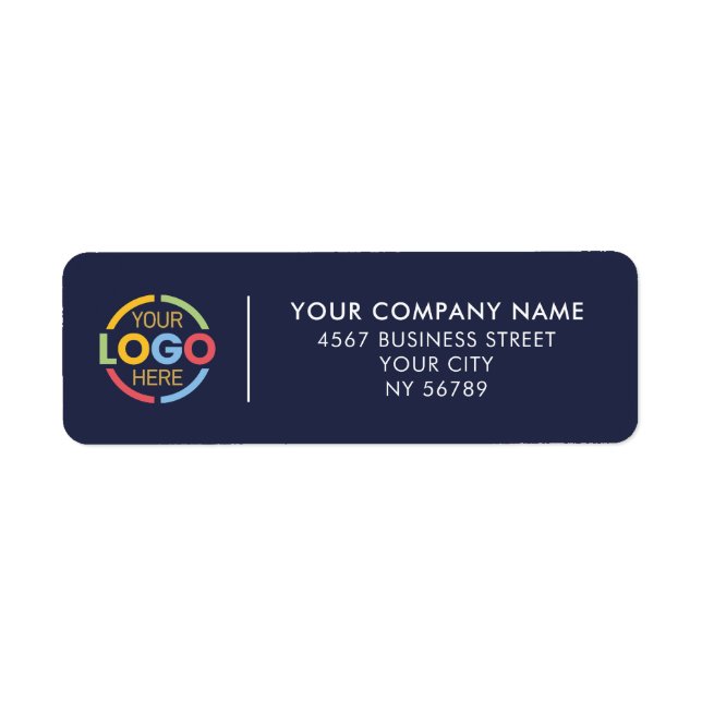 Modern Navy Blue Business Logo Return Address (Front)