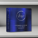 Modern Navy Blue Business Metallic Logo Name Binder<br><div class="desc">Custom Luxury Executive Navy Blue Minimalist Business Binder with white lettered typography for the monogrammed add your own name and profession or job title. The Business Professional Name Plate can be customized with your name and job title. Please contact the designer for customized matching items.</div>