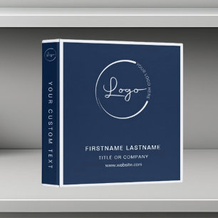 Modern Navy Blue Business Professional Logo Name Binder