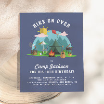 Modern Navy Blue Camping Birthday Party