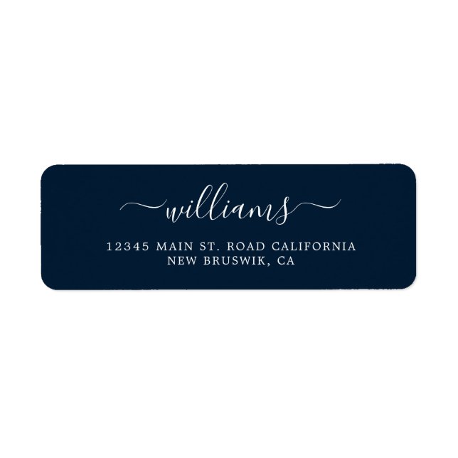 Modern Navy Blue Chic Calligraphy Script Return  L (Front)