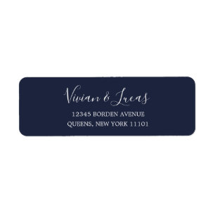 Modern Navy Blue Chic Script Adresse de retour