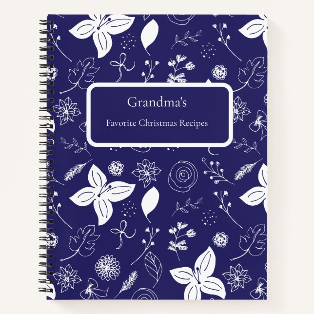 Modern Navy Blue Christmas Notebook (Front)
