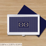 Modern Navy Blue Company Logo Business Card Holder<br><div class="desc">Elevate your networking game with this simple,  modern professional business card case. The subtle navy blue patterned background showcases your logo framed in navy blue with golden accents. Stay organized and make a lasting impression with this stylish accessory.</div>