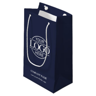 Modern Navy Blue Corporate Company Business Logo Small Gift Bag