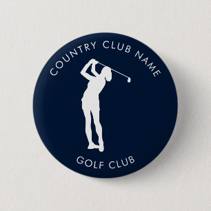 Modern Navy Blue Country Club Golf Team Swag 2 Inch Round Button