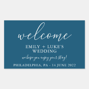 Modern Navy Blue Custom Wedding Welcome Sticker
