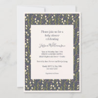 Modern Navy Blue Floral Boho Chic Baby Shower 