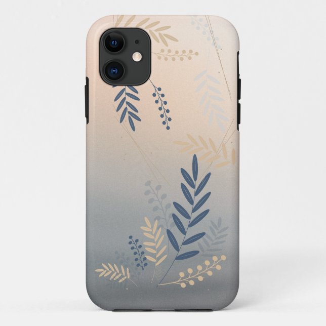 Modern navy-blue flowers iPhone Case (Back)