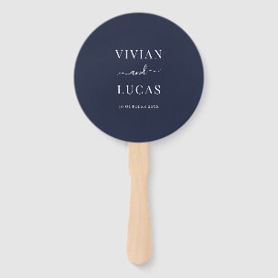 Modern Navy Blue Formal Minimal Wedding Hand Fan