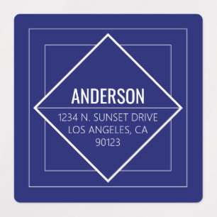 Modern Navy Blue Geometric Return Address 