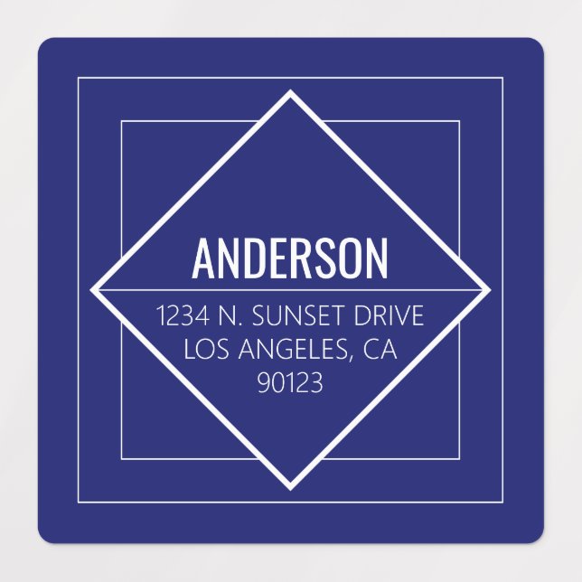 Modern Navy Blue Geometric Return Address  (Design 3)