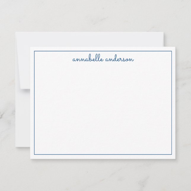 Modern Navy Blue Girly Calligraphy Script Border Card (Front)