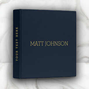Modern Navy Blue Gold 3-Ring Binder Home   Office