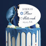 Modern Navy Blue Gold Agate Bar Mitzvah Party Cake Pick<br><div class="desc">Elegant navy blue and gold agate decorates the side of this modern Bar Mitzvah cake topper. Your son's name is written in beautiful formal script under the Star of David. Perfect dessert topper for a chic,  stylish Jewish family celebrating their boy being called to the Torah.</div>